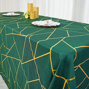 90"x156" Polyester Rectangular Tablecloth with Metallic Geometric Pattern