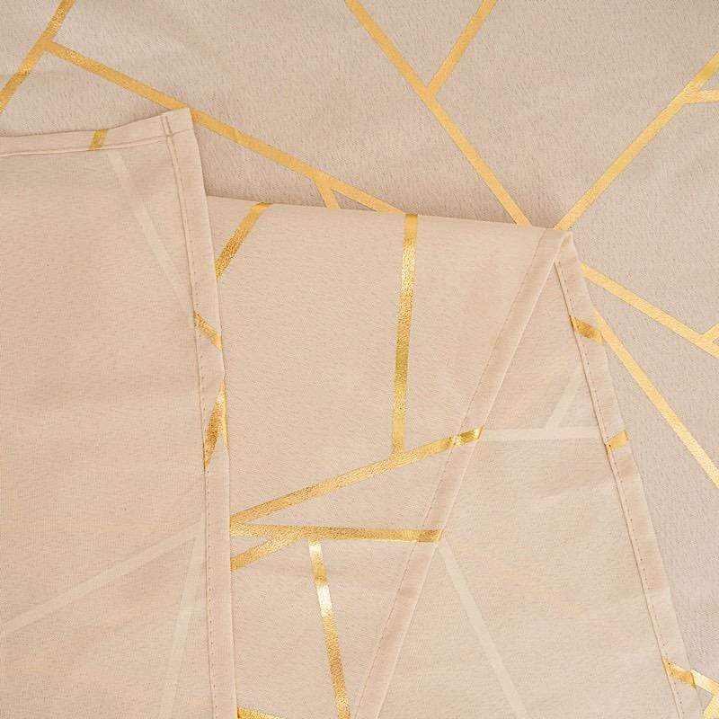 90"x156" Polyester Rectangular Tablecloth with Metallic Geometric Pattern