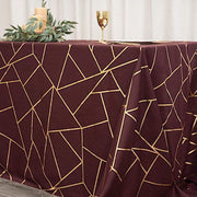 90"x156" Polyester Rectangular Tablecloth with Metallic Geometric Pattern