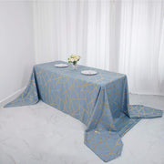 90"x156" Polyester Rectangular Tablecloth with Metallic Geometric Pattern