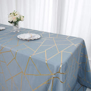 90"x156" Polyester Rectangular Tablecloth with Metallic Geometric Pattern