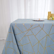 90"x156" Polyester Rectangular Tablecloth with Metallic Geometric Pattern