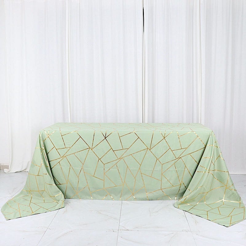 90"x156" Polyester Rectangular Tablecloth with Metallic Geometric Pattern