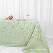 90"x156" Polyester Rectangular Tablecloth with Metallic Geometric Pattern
