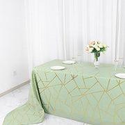 90"x156" Polyester Rectangular Tablecloth with Metallic Geometric Pattern