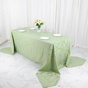 90"x156" Polyester Rectangular Tablecloth with Metallic Geometric Pattern