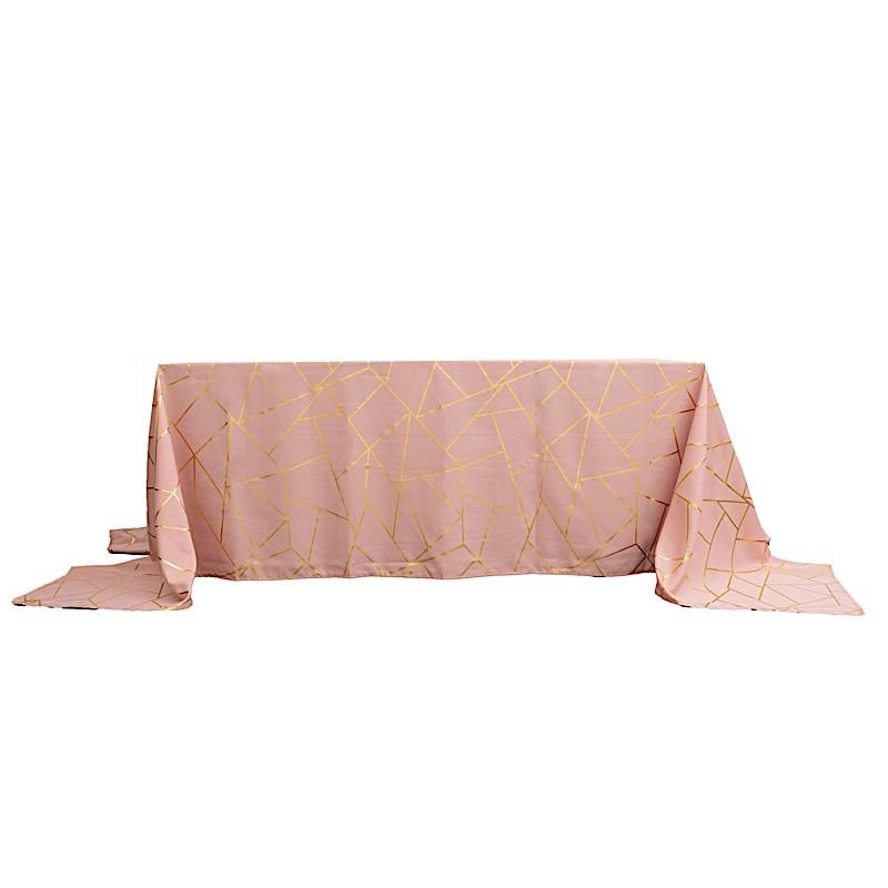 90"x156" Polyester Rectangular Tablecloth with Metallic Geometric Pattern TAB_FOIL_90156_080_G