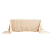 90"x156" Polyester Rectangular Tablecloth with Metallic Geometric Pattern TAB_FOIL_90156_081_G