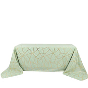 90"x156" Polyester Rectangular Tablecloth with Metallic Geometric Pattern TAB_FOIL_90156_SAGE_G