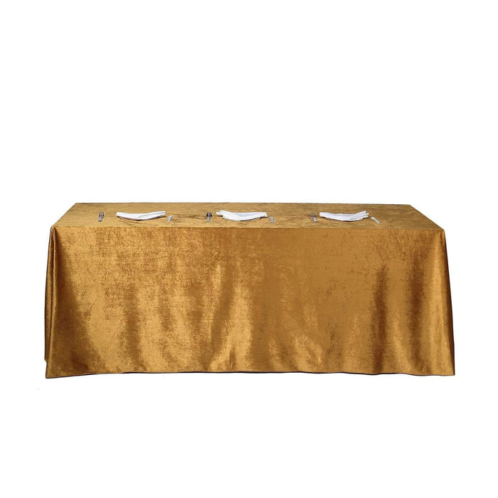 90"x156" Premium Velvet Rectangular Tablecloth TAB_VEL_90156_GOLD