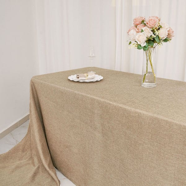 90"x156" Rectangular Faux Burlap Polyester Tablecloth - Natural TAB_JUTE03_90156_NAT
