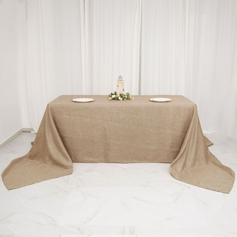 90"x156" Rectangular Faux Burlap Polyester Tablecloth - Natural TAB_JUTE03_90156_NAT
