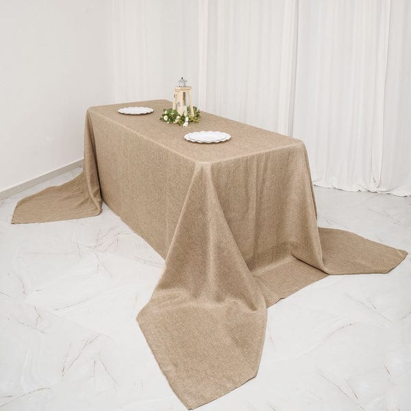 90"x156" Rectangular Faux Burlap Polyester Tablecloth - Natural TAB_JUTE03_90156_NAT