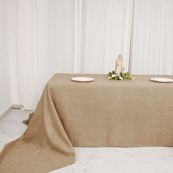 90"x156" Rectangular Faux Burlap Polyester Tablecloth - Natural TAB_JUTE03_90156_NAT