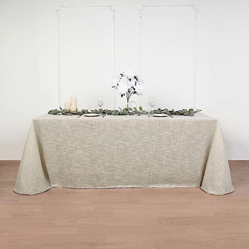 90"x156" Rectangular Premium Faux Burlap Polyester Tablecloth