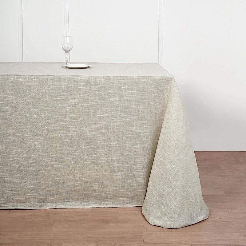 90"x156" Rectangular Premium Faux Burlap Polyester Tablecloth