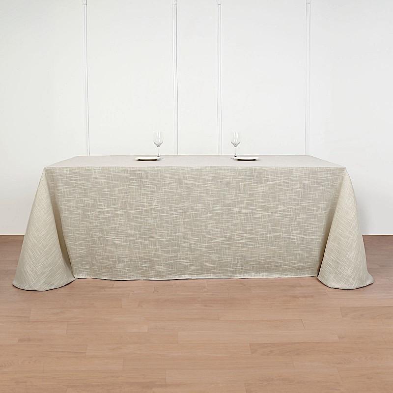 90"x156" Rectangular Premium Faux Burlap Polyester Tablecloth