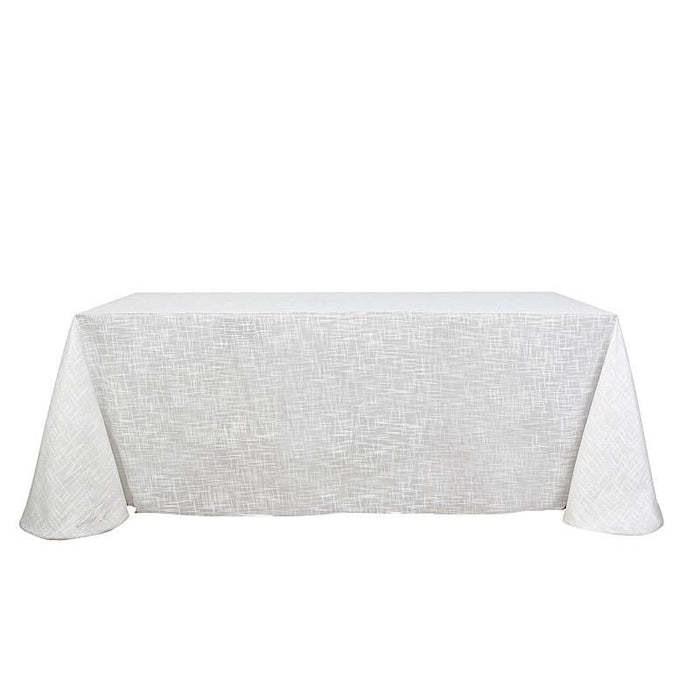 90"x156" Rectangular Premium Faux Burlap Polyester Tablecloth TAB_JUTE02_90156_WHT