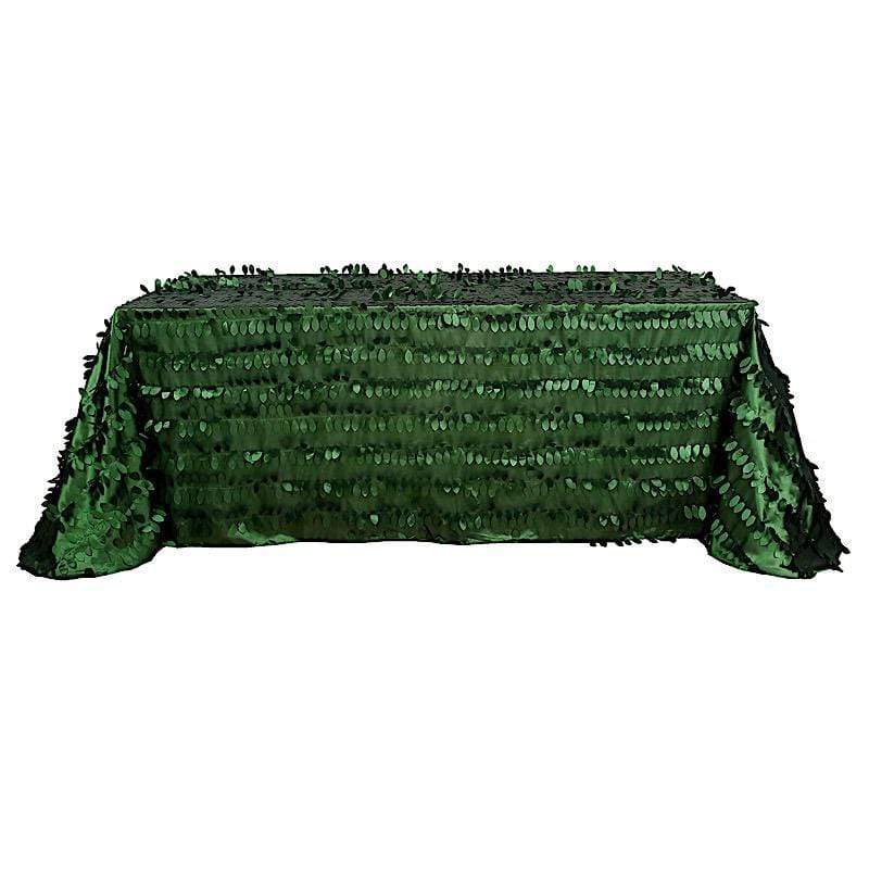 90"x156" Taffeta Rectangular Tablecloth with Leaf Petals Design - Green TAB_LEAF_90156_GRN
