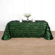 90"x156" Taffeta Rectangular Tablecloth with Leaf Petals Design - Green TAB_LEAF_90156_GRN