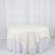 90"x90" Taffeta Square Table Overlay with Leaf Petals Design