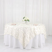 90"x90" Taffeta Square Table Overlay with Leaf Petals Design