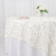 90"x90" Taffeta Square Table Overlay with Leaf Petals Design