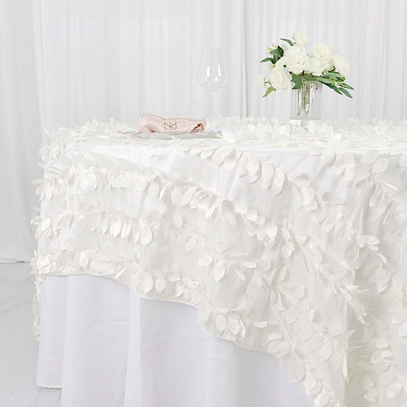 90"x90" Taffeta Square Table Overlay with Leaf Petals Design