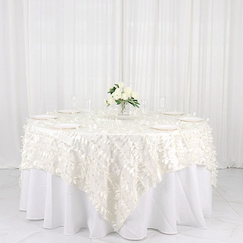 90"x90" Taffeta Square Table Overlay with Leaf Petals Design