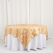 90"x90" Taffeta Square Table Overlay with Leaf Petals Design