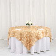 90"x90" Taffeta Square Table Overlay with Leaf Petals Design