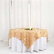 90"x90" Taffeta Square Table Overlay with Leaf Petals Design