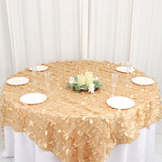 90"x90" Taffeta Square Table Overlay with Leaf Petals Design