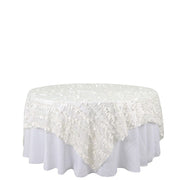 90"x90" Taffeta Square Table Overlay with Leaf Petals Design LAY90_LEAF_IVR
