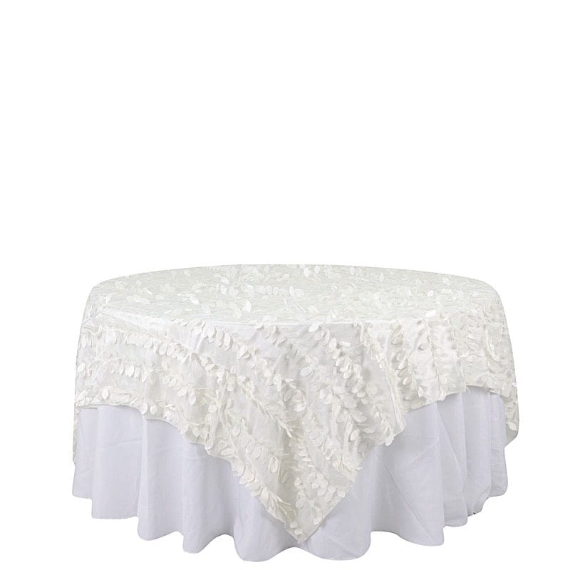 90"x90" Taffeta Square Table Overlay with Leaf Petals Design LAY90_LEAF_IVR
