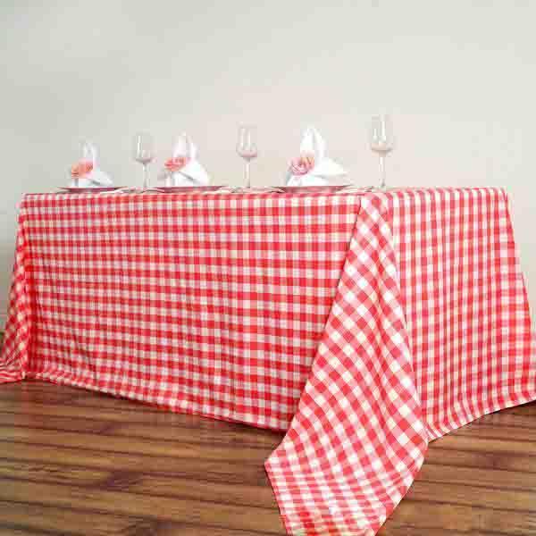 90x132" Checkered Gingham Polyester Tablecloth