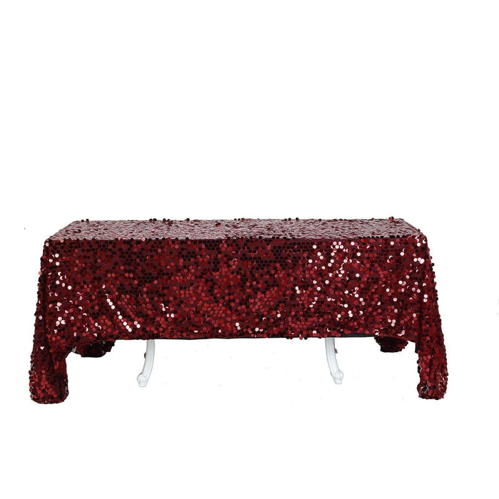 90x132" Large Payette Sequin Rectangular Tablecloth TAB_71_90132_BURG