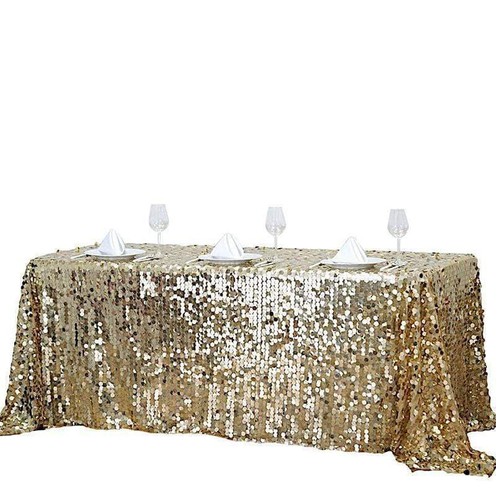 90x132" Large Payette Sequin Rectangular Tablecloth TAB_71_90132_CHMP