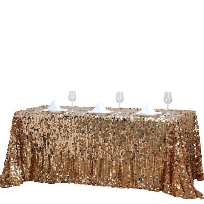 90x132" Large Payette Sequin Rectangular Tablecloth TAB_71_90132_GOLD