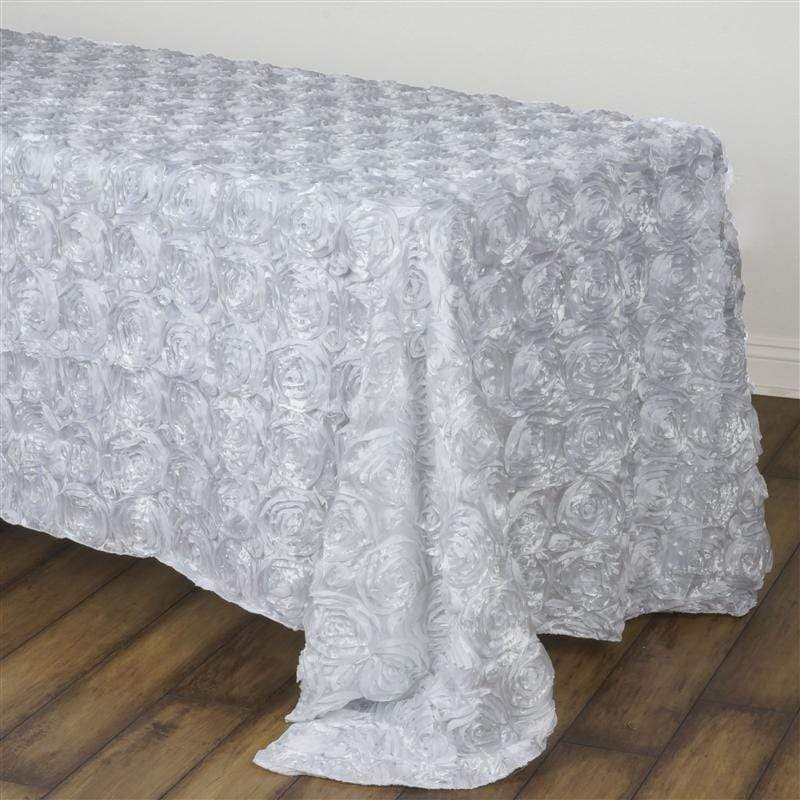 90x132" Satin Ribbon Roses Rectangle Tablecloth