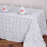 90x132" Satin Ribbon Roses Rectangle Tablecloth
