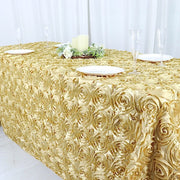 90x132" Satin Ribbon Roses Rectangle Tablecloth