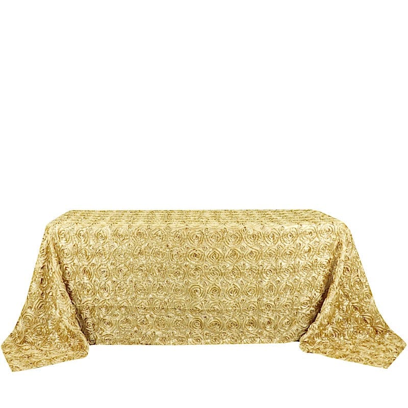 90x132" Satin Ribbon Roses Rectangle Tablecloth