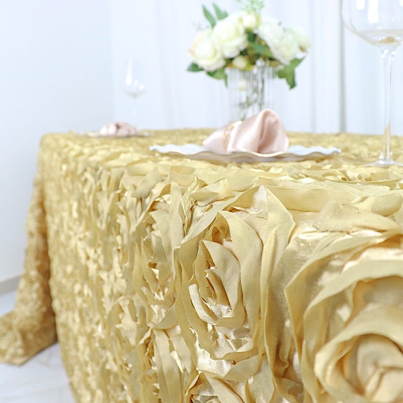 90x132" Satin Ribbon Roses Rectangle Tablecloth