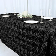 90x132" Satin Ribbon Roses Rectangle Tablecloth
