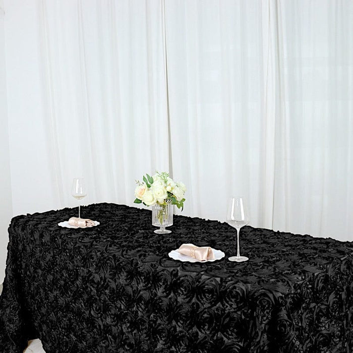 90x132" Satin Ribbon Roses Rectangle Tablecloth