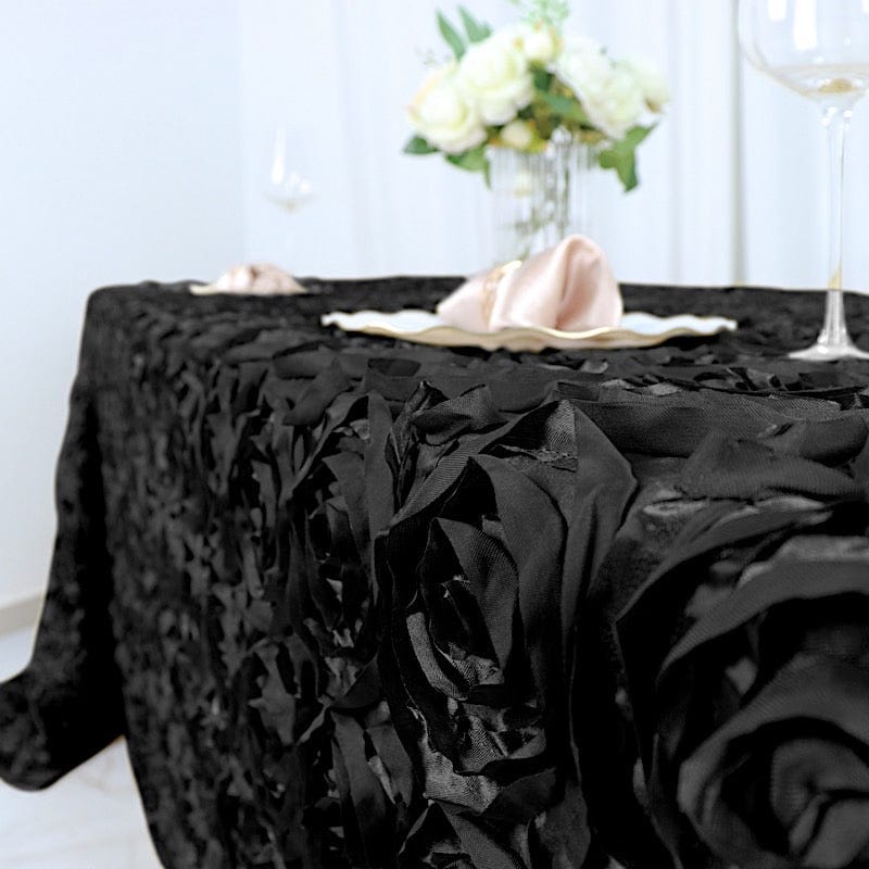 90x132" Satin Ribbon Roses Rectangle Tablecloth
