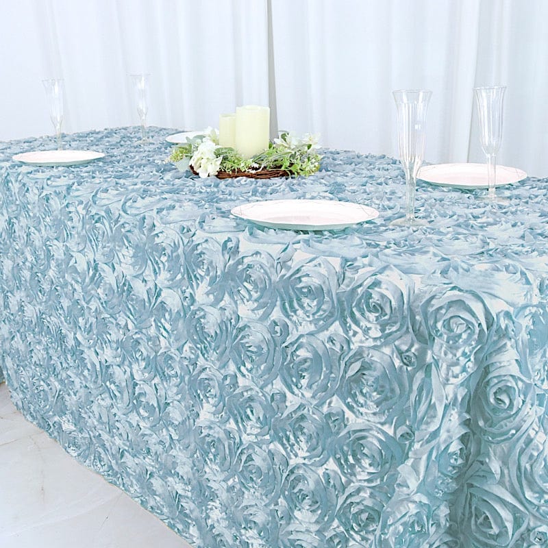 90x132" Satin Ribbon Roses Rectangle Tablecloth
