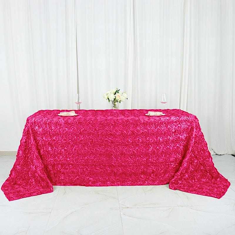 90x132" Satin Ribbon Roses Rectangle Tablecloth