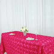 90x132" Satin Ribbon Roses Rectangle Tablecloth